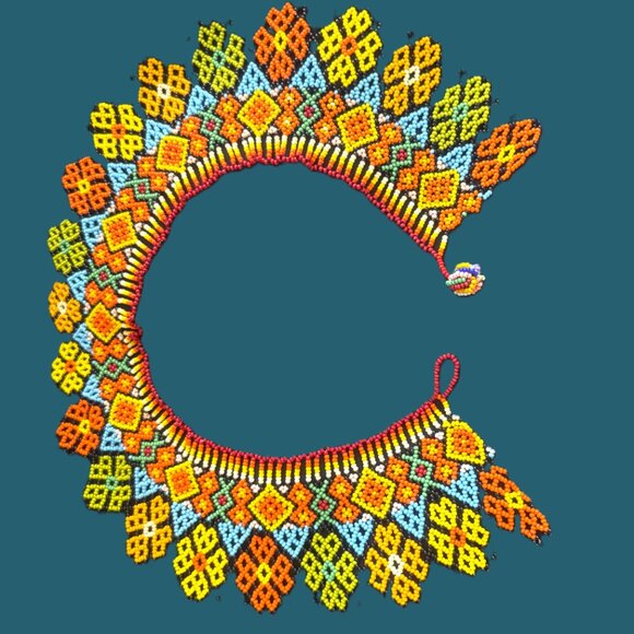 Handmade Colorful Beaded Embara Necklace Drape Collar NWOT - Picture 1 of 12